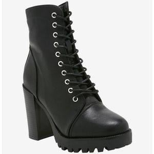 Black Heeled Combat Booties